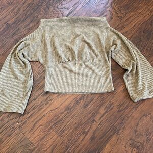 We The Free Olive Ribbed Knit Sweater Top